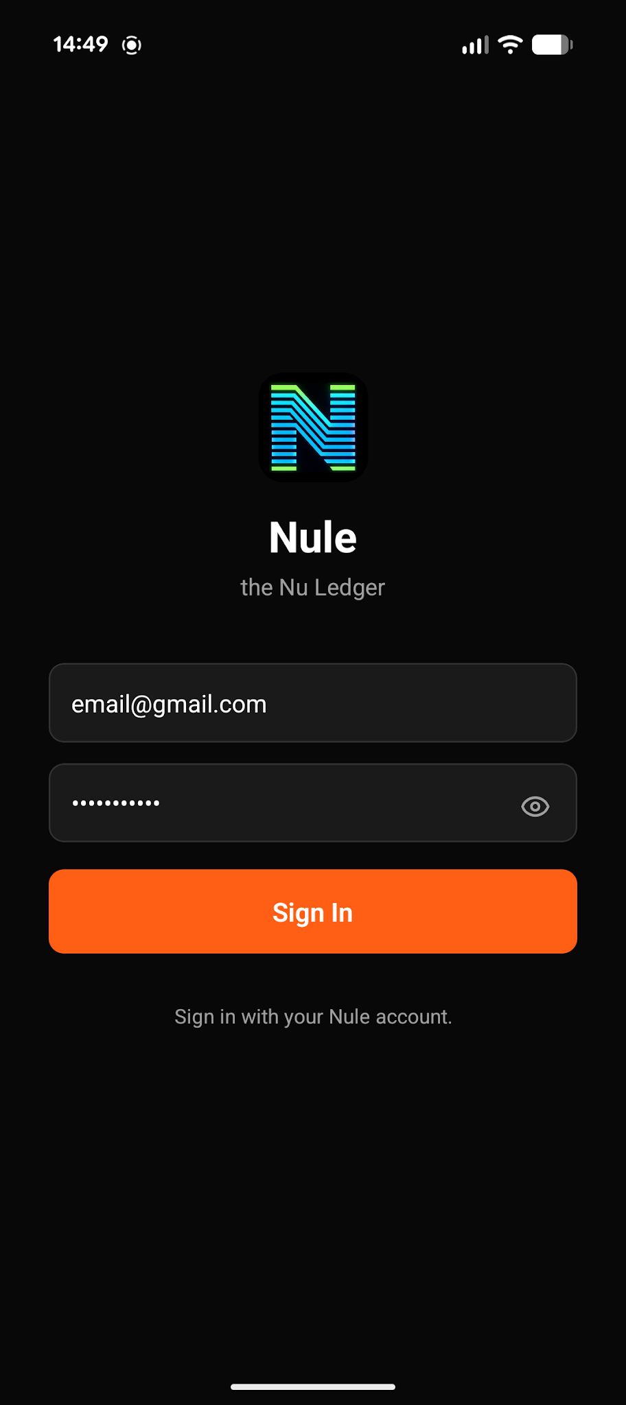 Nule — sign in with your email and password