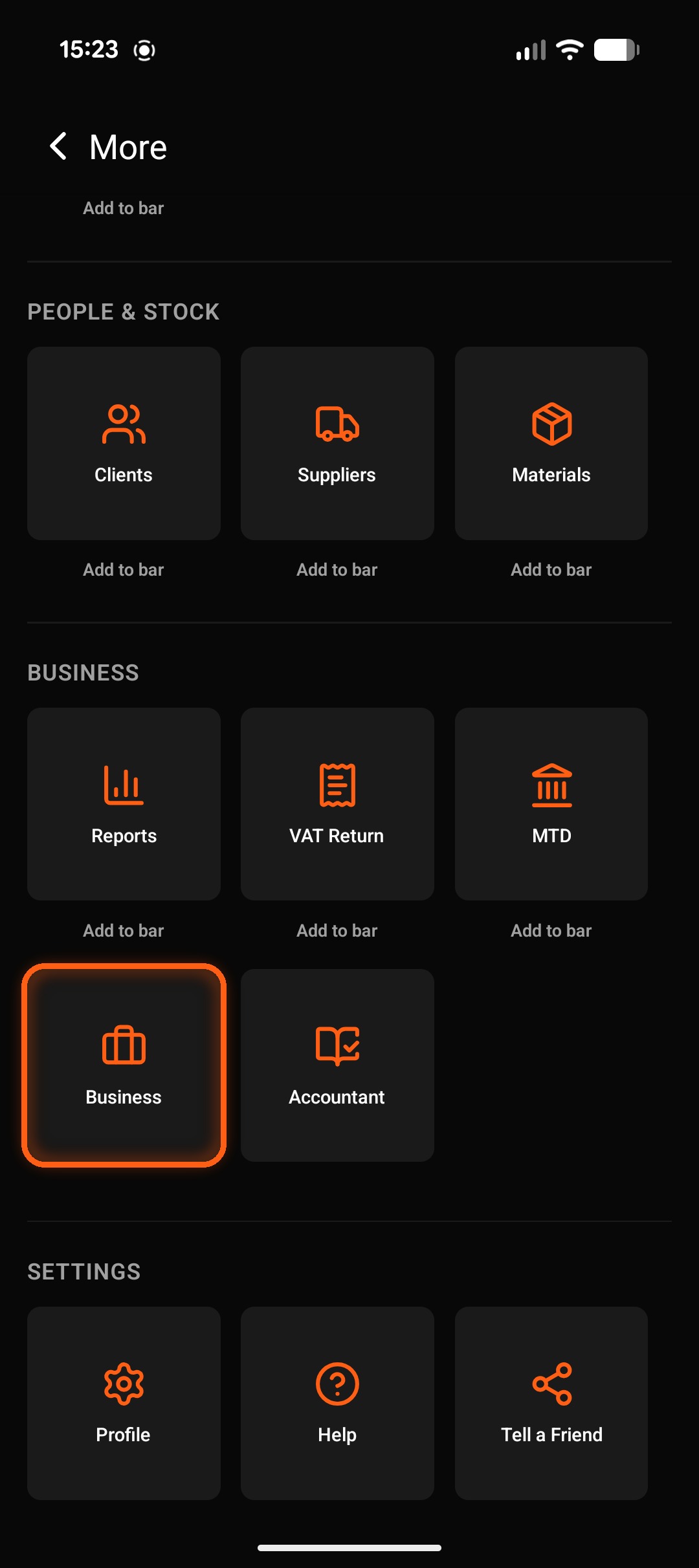 Nule menu — Business